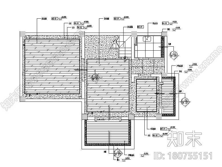 [云南]大理王宫别院样板间四居室设计施工图（附效果图）cad施工图下载【ID:180755151】