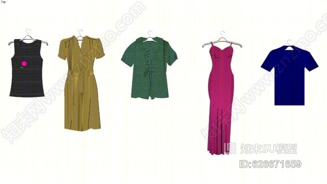 衣架上的衣服SU模型下载【ID:626671659】