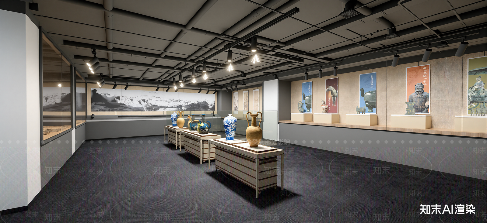 现代博物馆展厅SU模型下载【ID:1222251147】