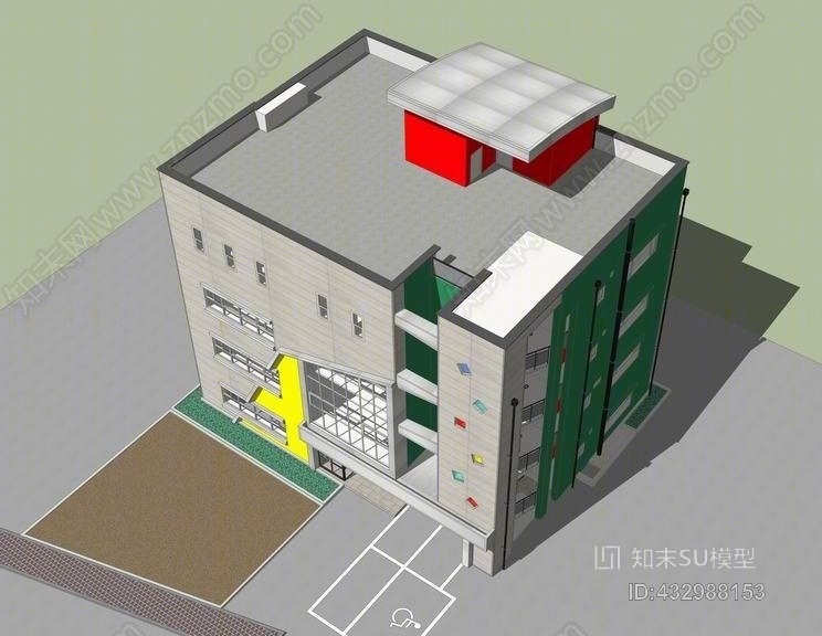 旧楼立面改造SU模型下载【ID:432988153】