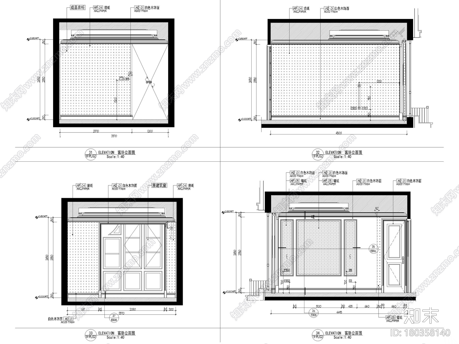 [上海]523㎡三层四居简欧别墅样板间施工图cad施工图下载【ID:180358140】