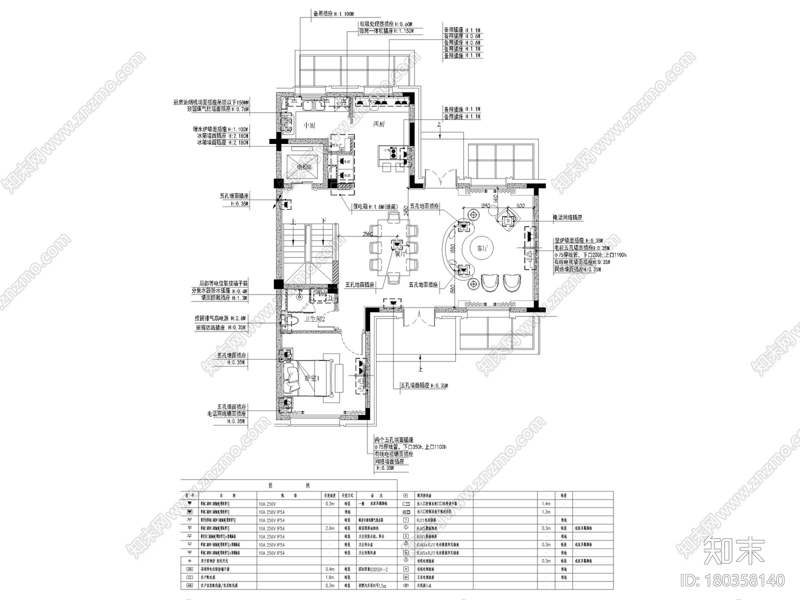 [上海]523㎡三层四居简欧别墅样板间施工图cad施工图下载【ID:180358140】