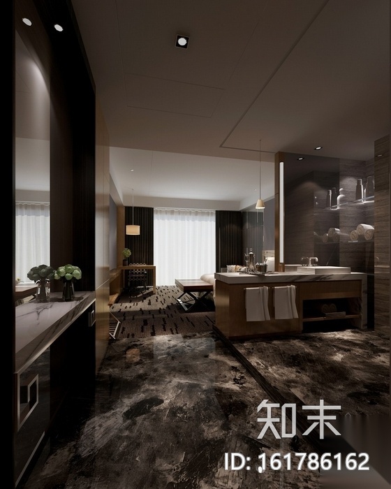 [深圳]高端商务酒店豪华单人间室内设计施工图（含效果图...cad施工图下载【ID:161786162】
