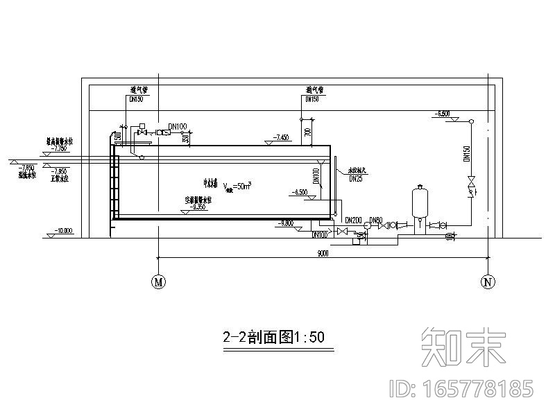 给水泵房_中水泵房详图CAD版本cad施工图下载【ID:165778185】