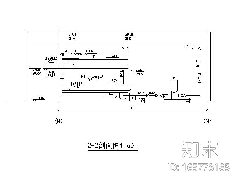 给水泵房_中水泵房详图CAD版本cad施工图下载【ID:165778185】