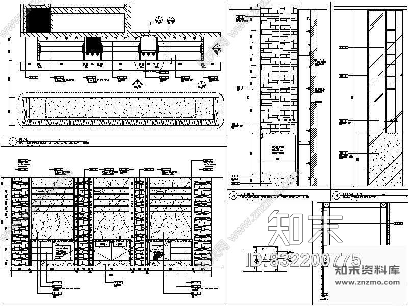 图块/节点酒吧-工作台及酒架详图施工图下载【ID:832200775】