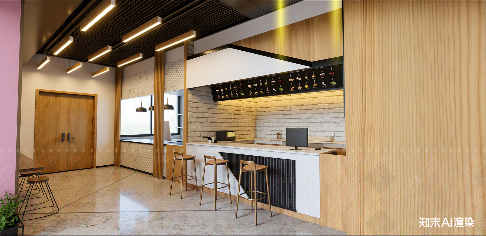 现代快餐店SU模型下载【ID:1216029306】