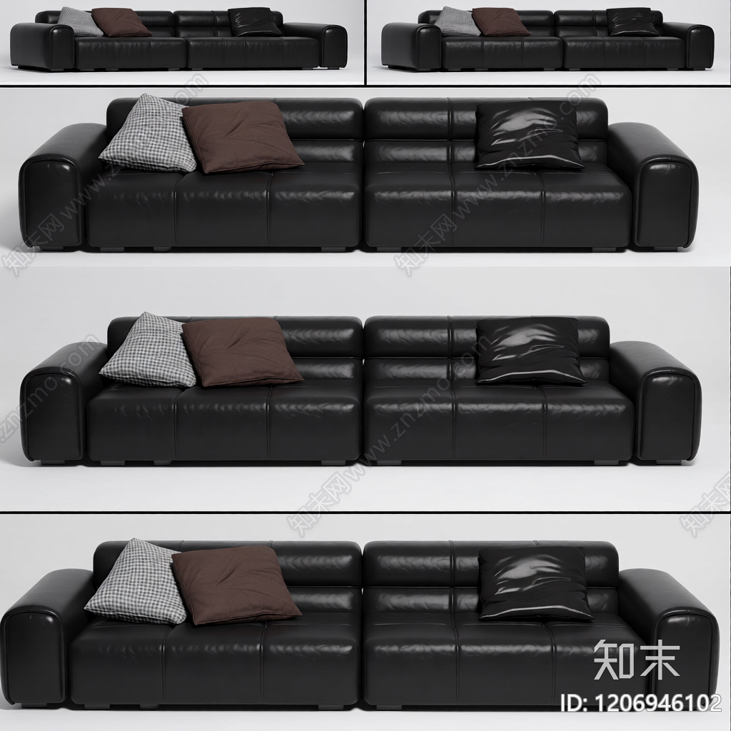 黑色模块化沙发3D模型下载【ID:1206946102】