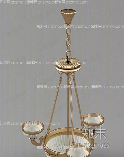欧式简约棕色铁艺吊灯3D模型下载【ID:52851088】