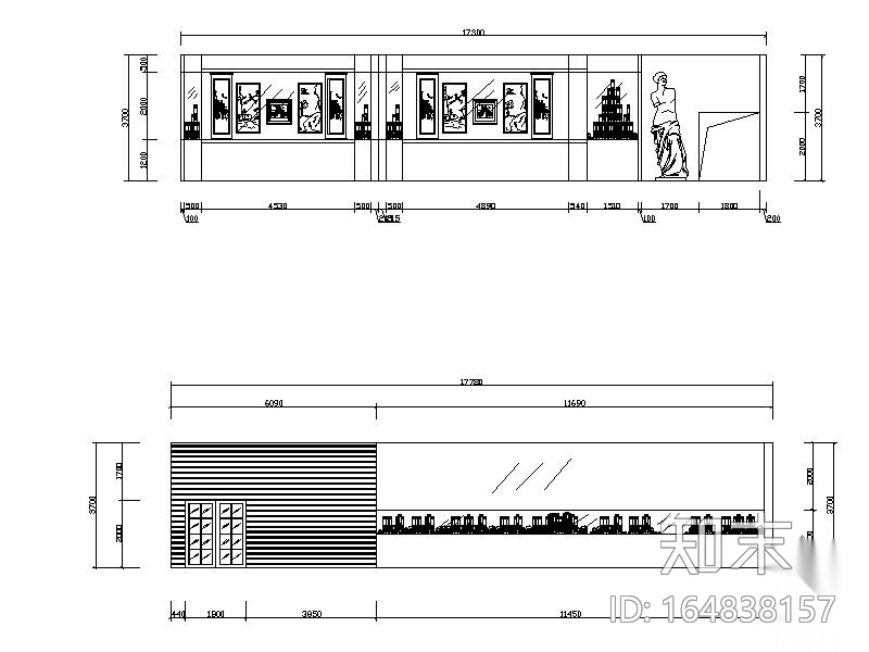 某艺术与设计系作品展览馆设计图cad施工图下载【ID:164838157】