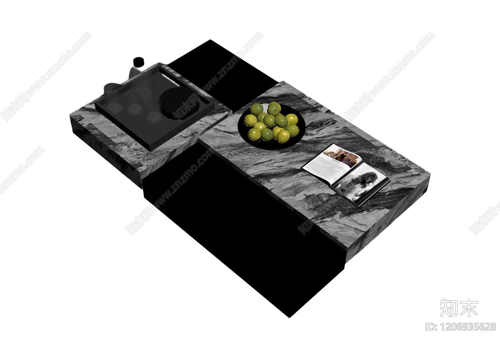 大理石茶几组合3D模型下载【ID:1206935628】