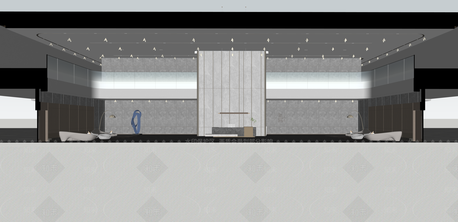 现代酒店大堂SU模型下载【ID:1215211530】
