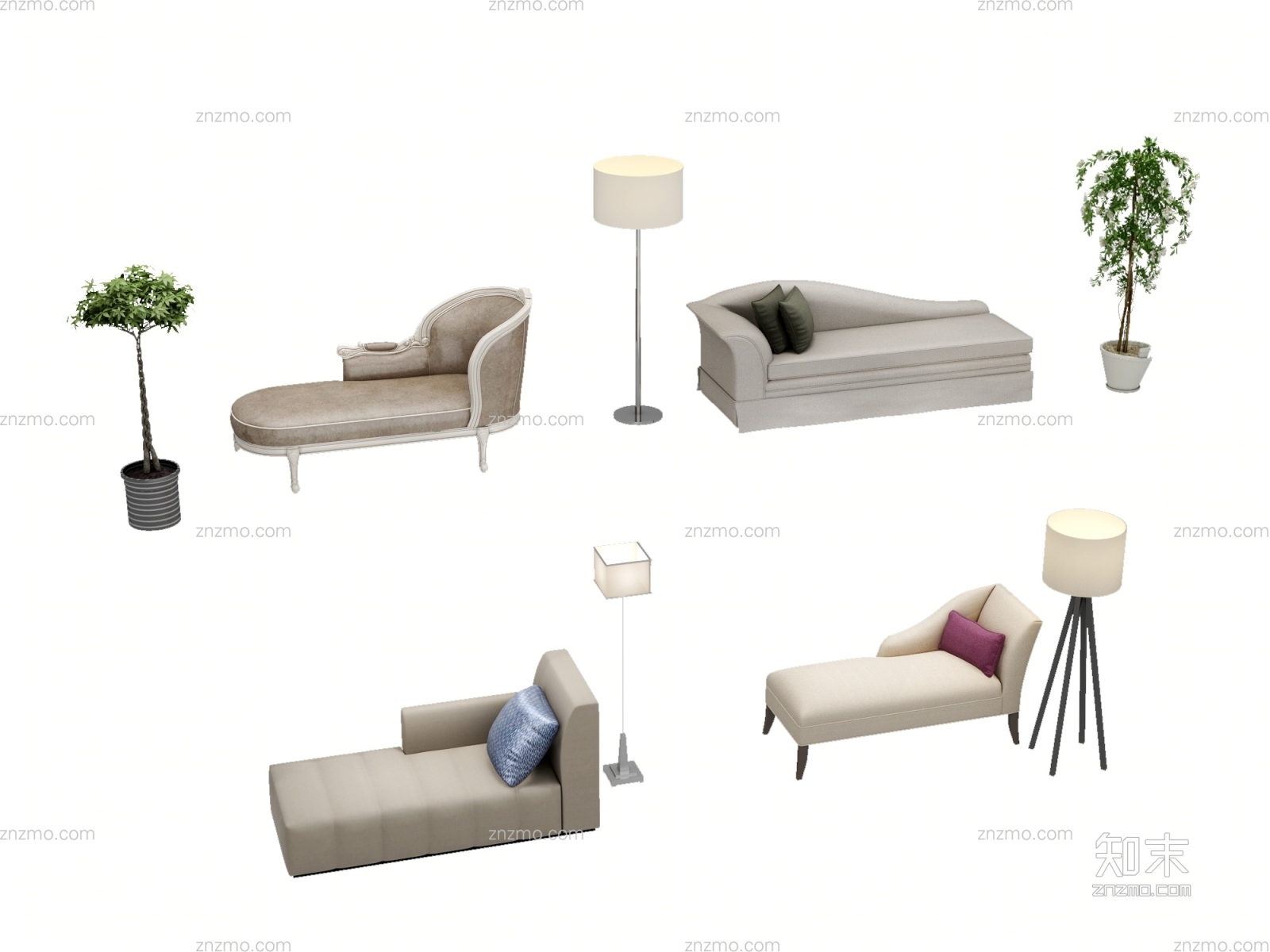 现代贵妃椅3D模型下载【ID:25292469】