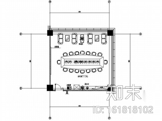 69㎡办公空间小会议室装修图施工图下载【ID:161818102】