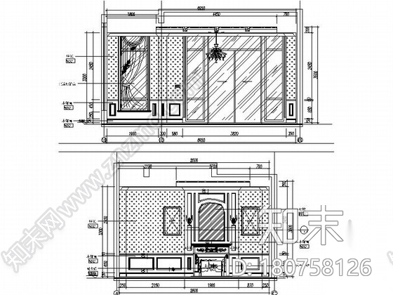 [上海]某美式三层别墅样板间室内装修施工图（含效果）cad施工图下载【ID:180758126】