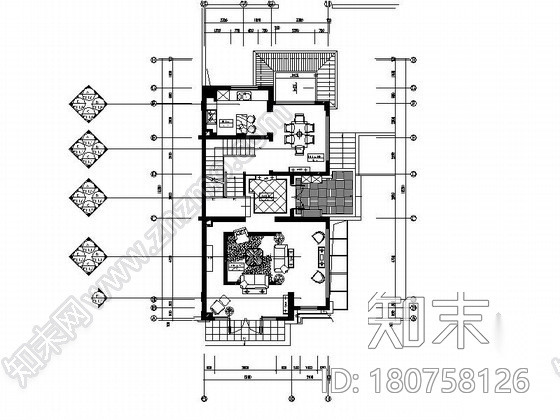 [上海]某美式三层别墅样板间室内装修施工图（含效果）cad施工图下载【ID:180758126】