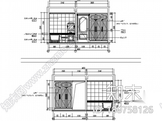 [上海]某美式三层别墅样板间室内装修施工图（含效果）cad施工图下载【ID:180758126】