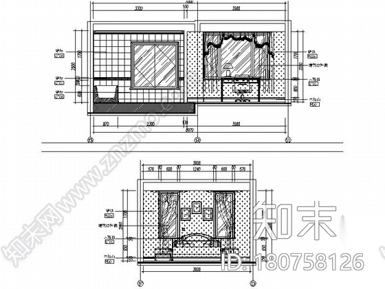 [上海]某美式三层别墅样板间室内装修施工图（含效果）cad施工图下载【ID:180758126】