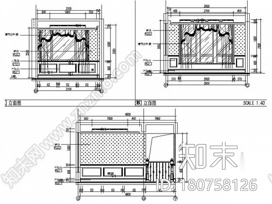 [上海]某美式三层别墅样板间室内装修施工图（含效果）cad施工图下载【ID:180758126】