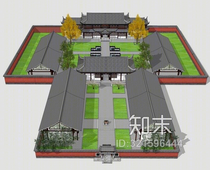 中式祠堂SU模型下载【ID:321596444】