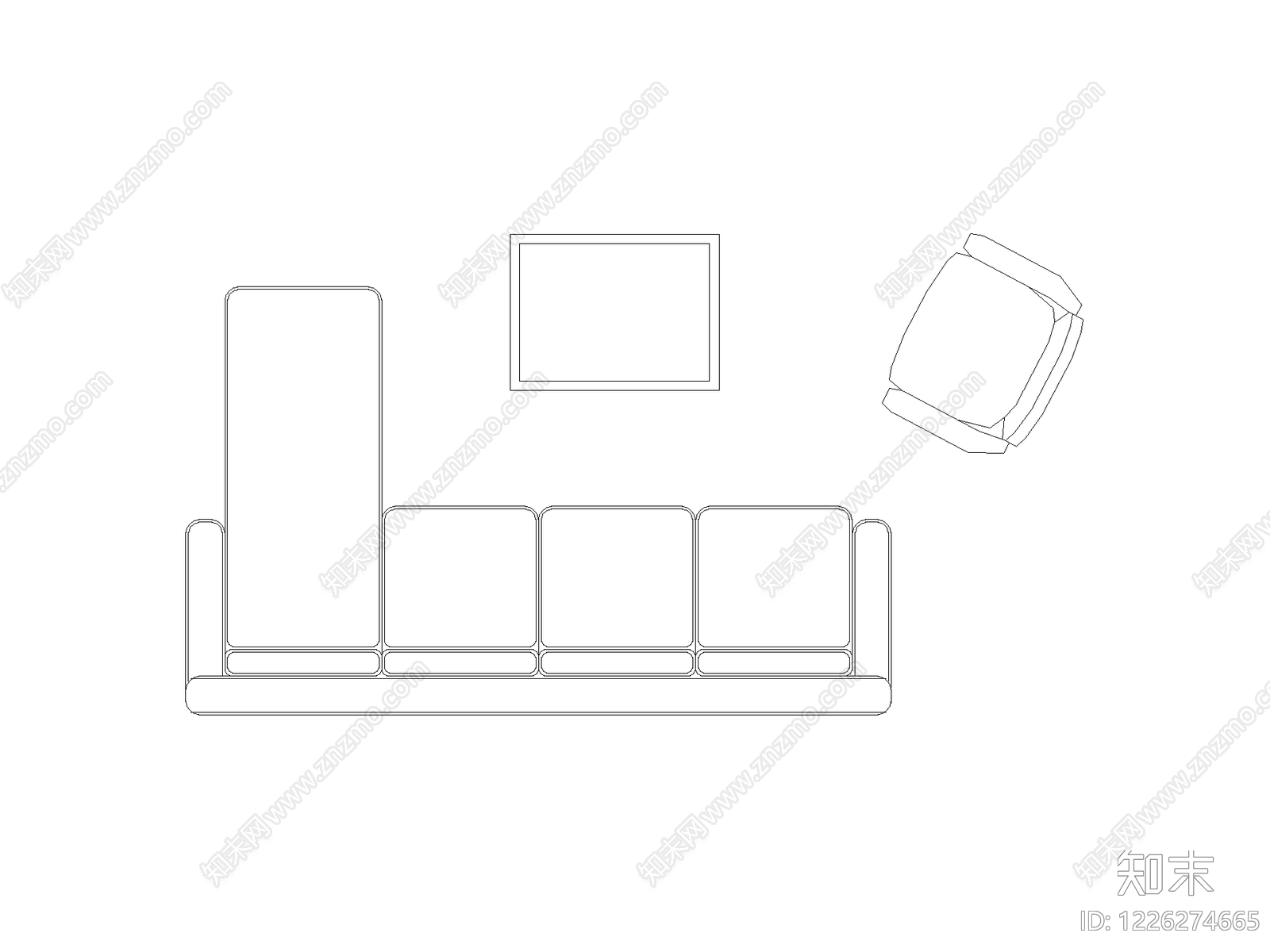 沙发cad施工图下载【ID:1226274665】