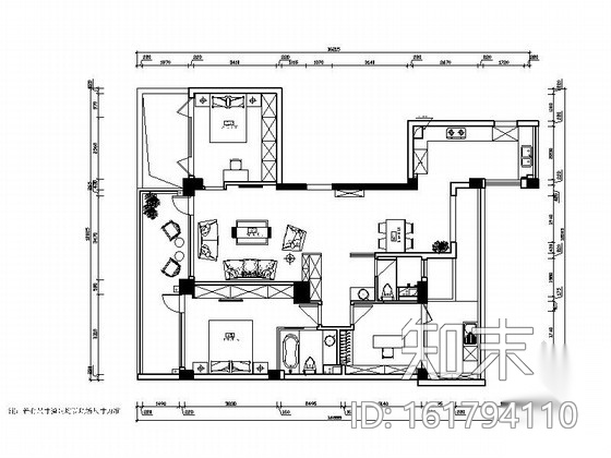 精品文艺时尚现代风格三居室室内装修施工图（含实景图）施工图下载【ID:161794110】
