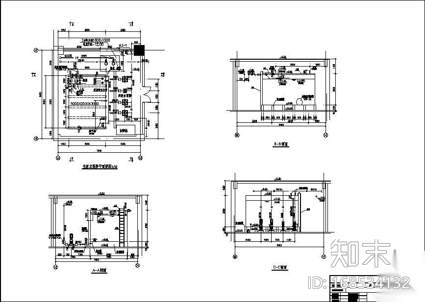 北京某酒店生活水泵房大样图施工图下载【ID:168534132】
