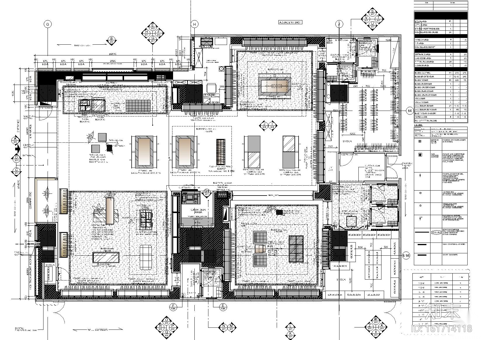 [河南]郑州HUGO BOSS奢侈品店施工图+效果图cad施工图下载【ID:161714118】