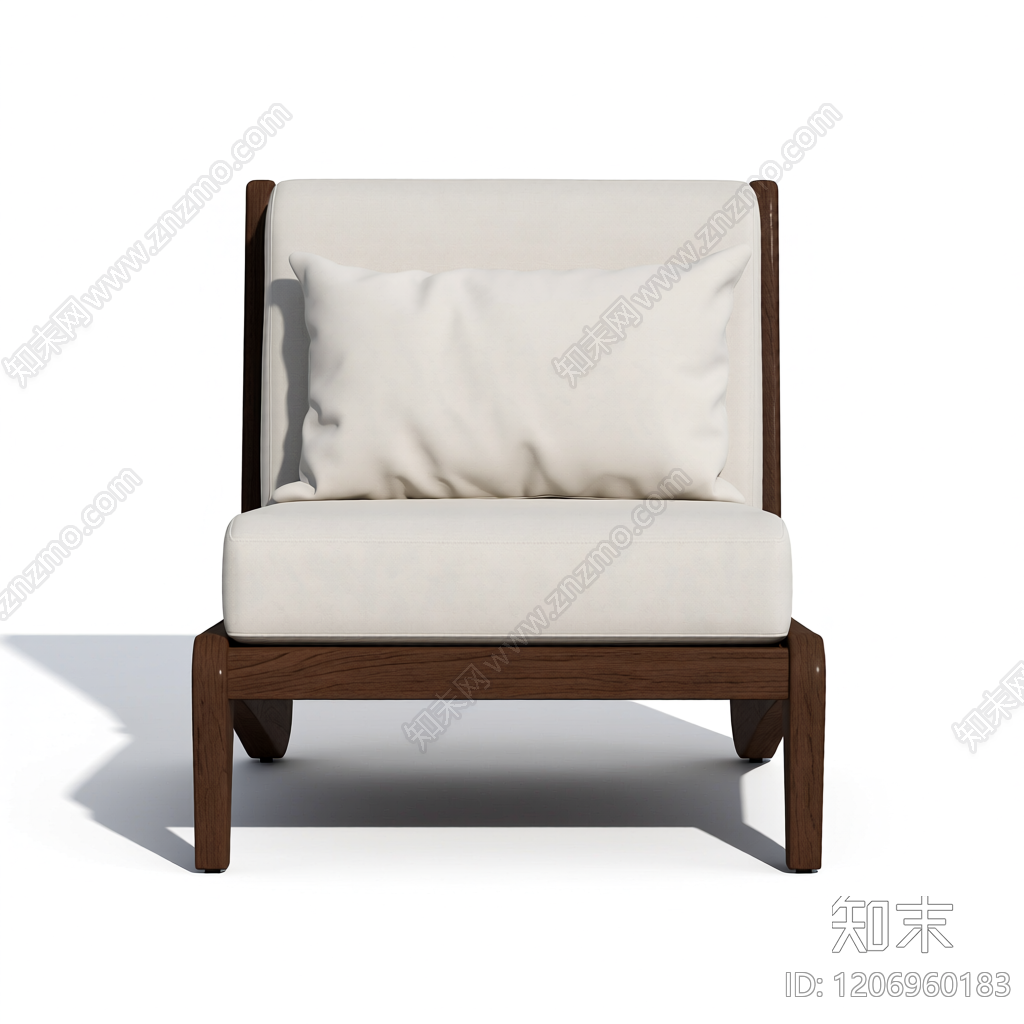 木质框架扶手椅3D模型下载【ID:1206960183】