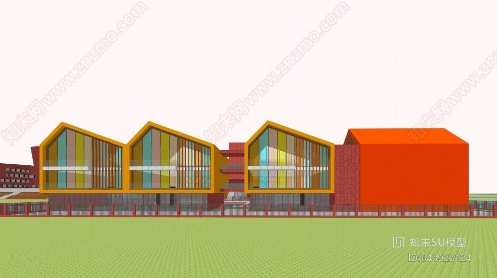 现代幼儿园SU模型下载【ID:843923124】