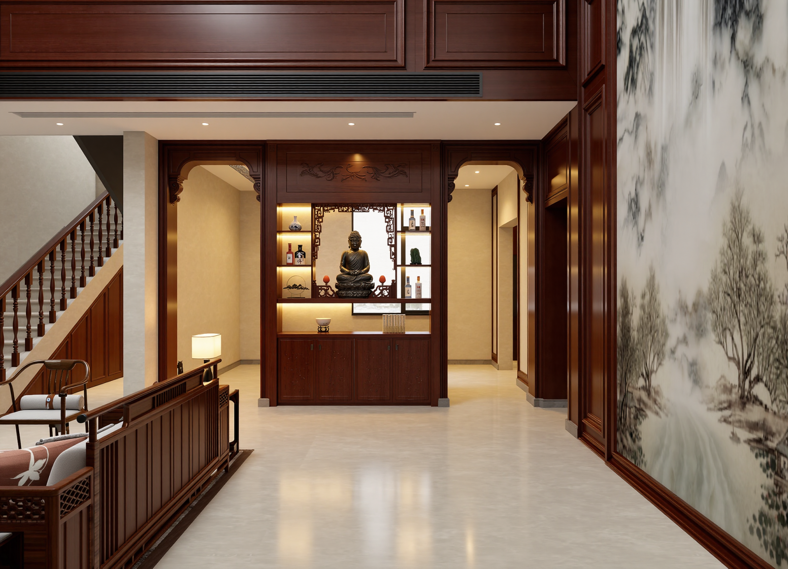 新中式佛堂3D模型下载【ID:1214774174】