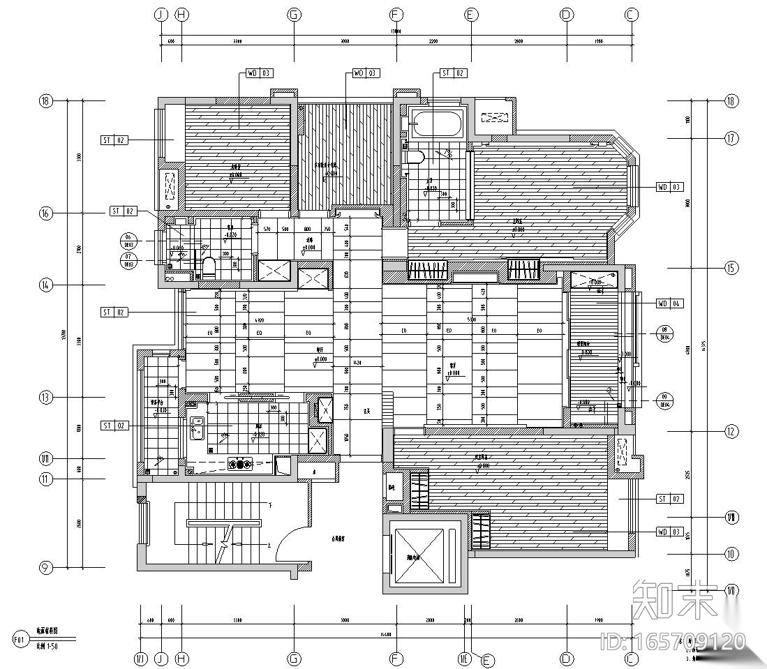 [安徽]华地紫园501户型样板房室内施工图设计（CAD+实景...cad施工图下载【ID:165709120】