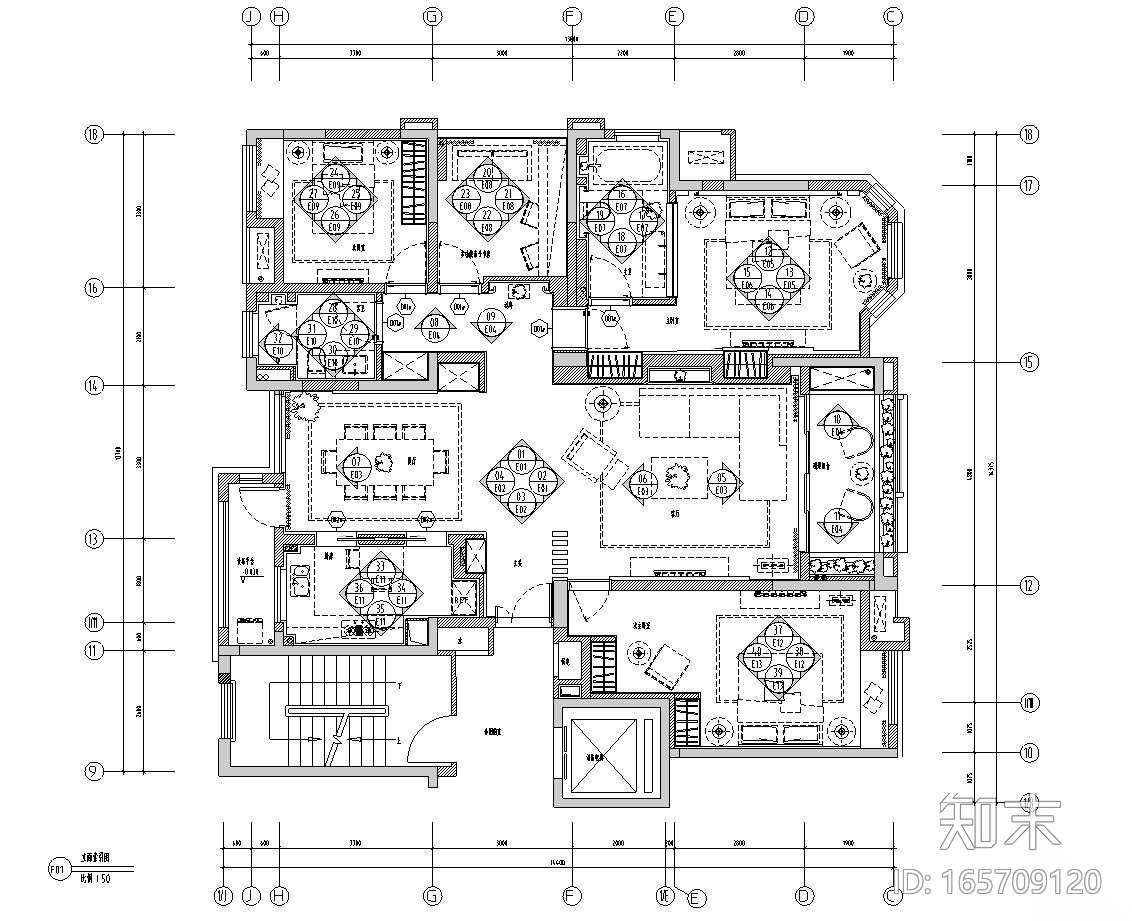 [安徽]华地紫园501户型样板房室内施工图设计（CAD+实景...cad施工图下载【ID:165709120】