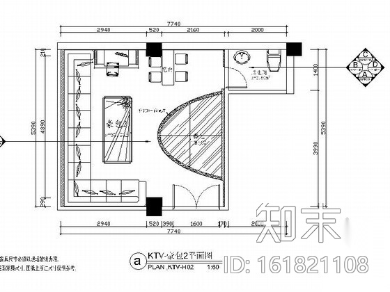 KTV豪华包厢室内装修图cad施工图下载【ID:161821108】