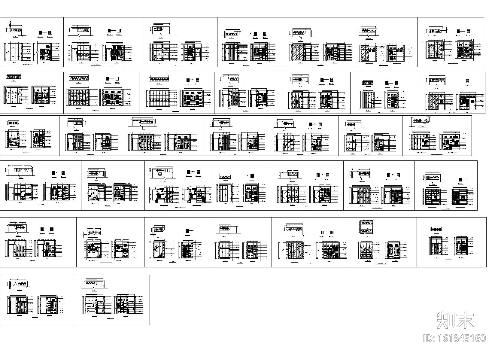 30款-室内衣柜装饰立面图例图块施工图下载【ID:161845160】