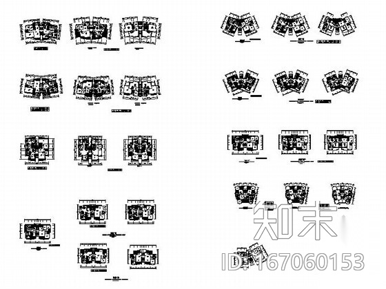 [合集]26个小高层住宅户型图（南梯、北梯）cad施工图下载【ID:167060153】