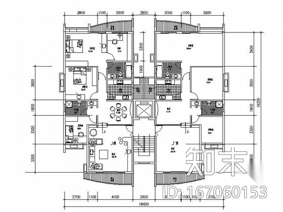 [合集]26个小高层住宅户型图（南梯、北梯）cad施工图下载【ID:167060153】