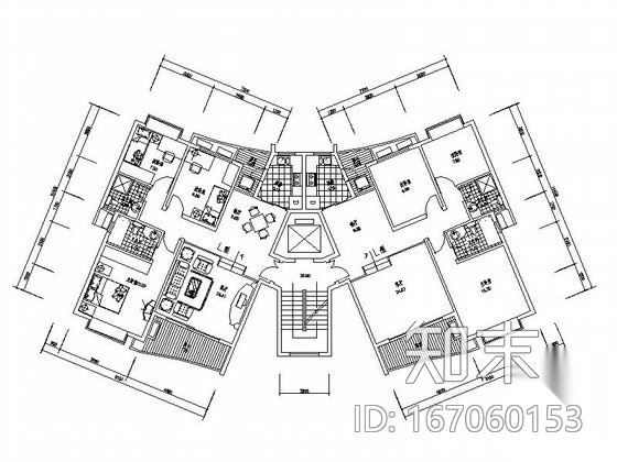 [合集]26个小高层住宅户型图（南梯、北梯）cad施工图下载【ID:167060153】