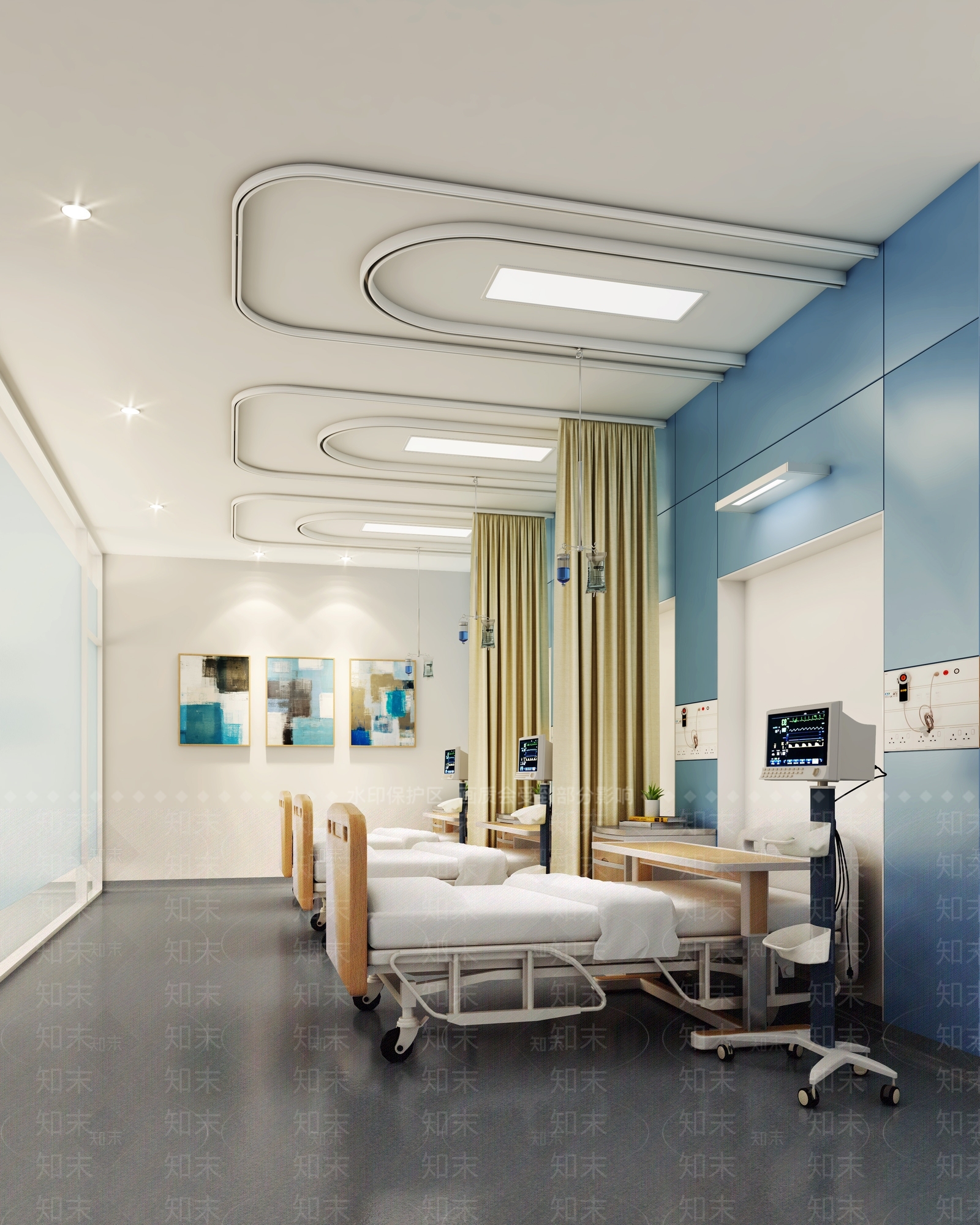 现代医院病床3D模型下载【ID:934078646】