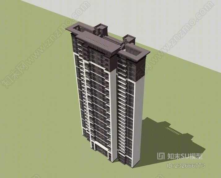 新亚洲风格高层住宅SU模型下载【ID:232666773】