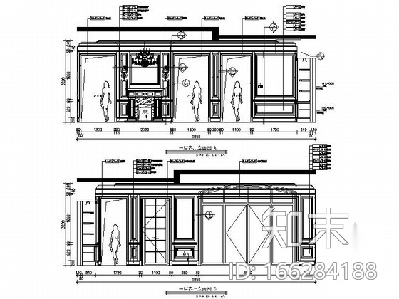 [浙江]优雅法式风格三层别墅样板间室内装修施工图（含...cad施工图下载【ID:166284188】