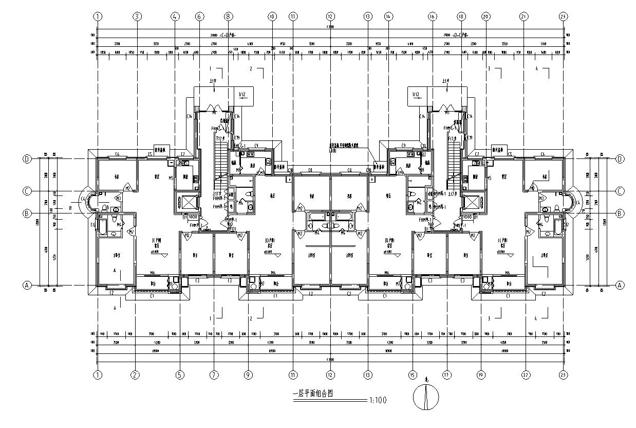 [宁夏]高层剪力墙结构住宅建筑施工图（含效果图及车库）cad施工图下载【ID:167534178】