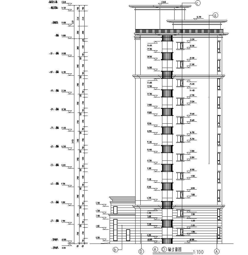 [宁夏]高层剪力墙结构住宅建筑施工图（含效果图及车库）cad施工图下载【ID:167534178】