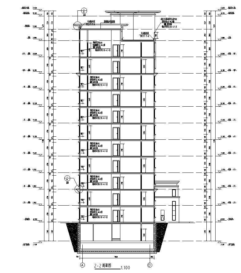 [宁夏]高层剪力墙结构住宅建筑施工图（含效果图及车库）cad施工图下载【ID:167534178】