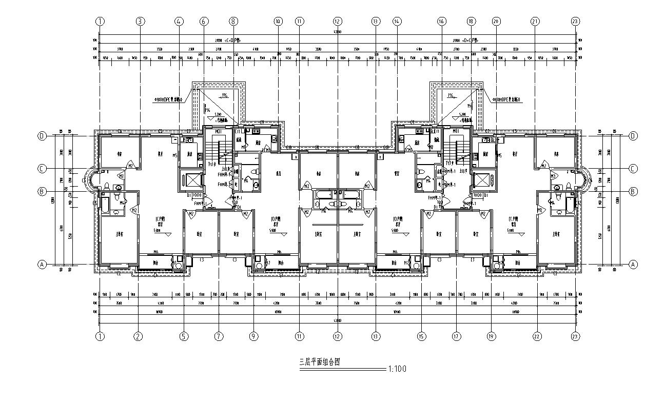 [宁夏]高层剪力墙结构住宅建筑施工图（含效果图及车库）cad施工图下载【ID:167534178】
