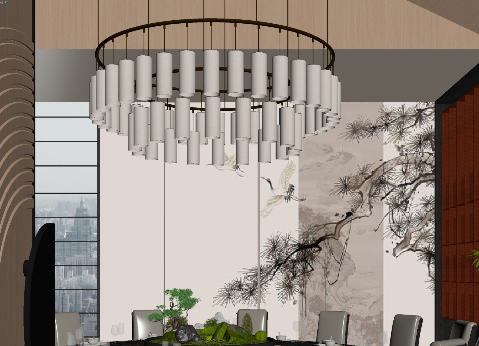 新中式中餐厅3D模型下载【ID:1214766583】