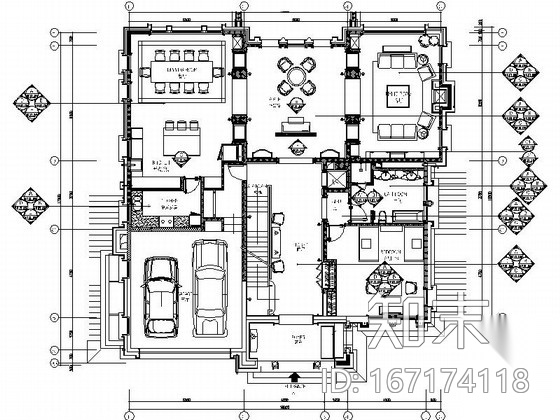 [北京]精品自然花园区现代典雅两层别墅室内装修施工图（...cad施工图下载【ID:167174118】