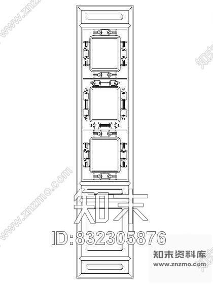图块/节点中式隔断屏风图块籍cad施工图下载【ID:832305876】