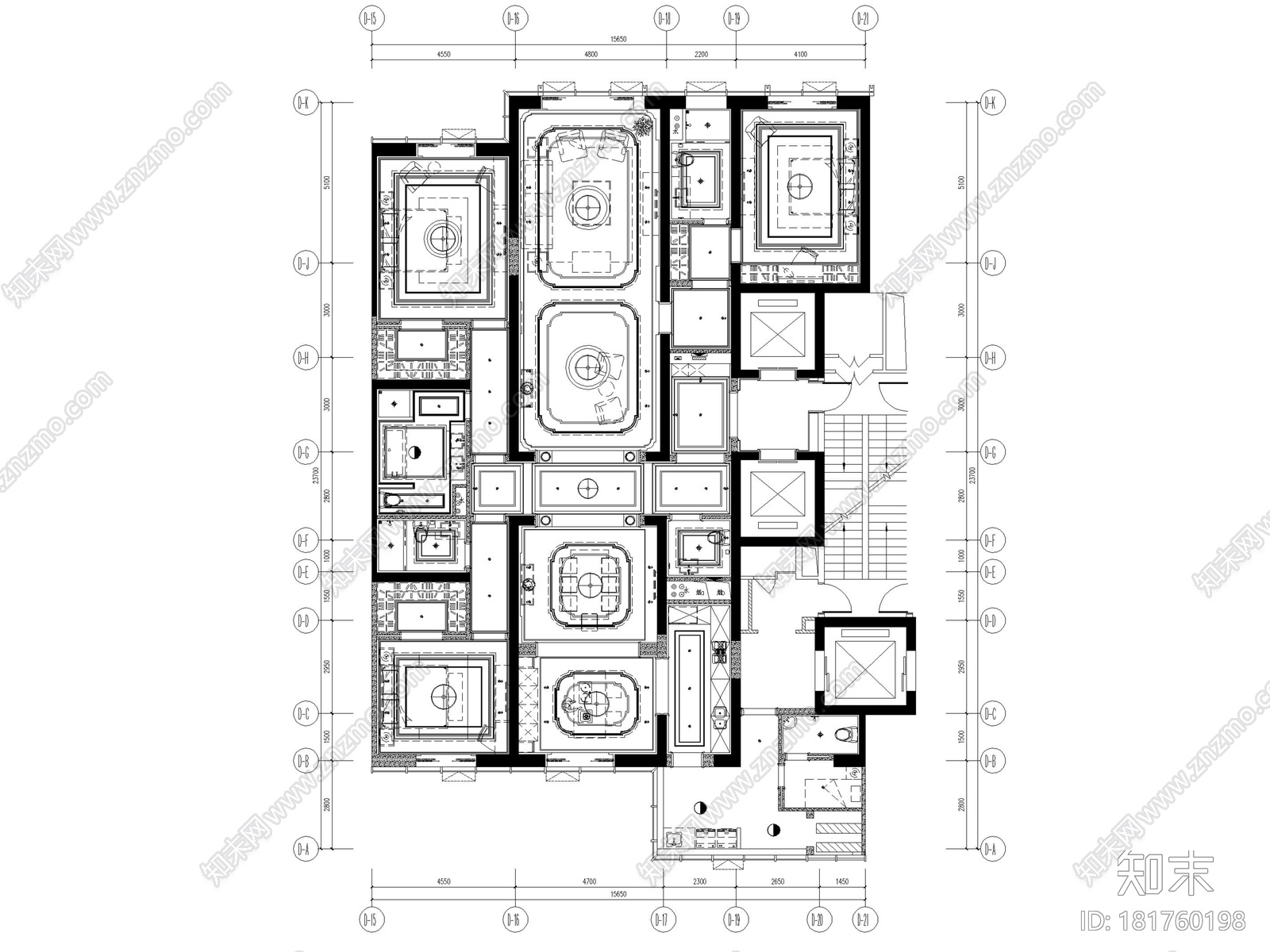 [大连]维多利亚公馆D2户型施工图+效果图cad施工图下载【ID:181760198】