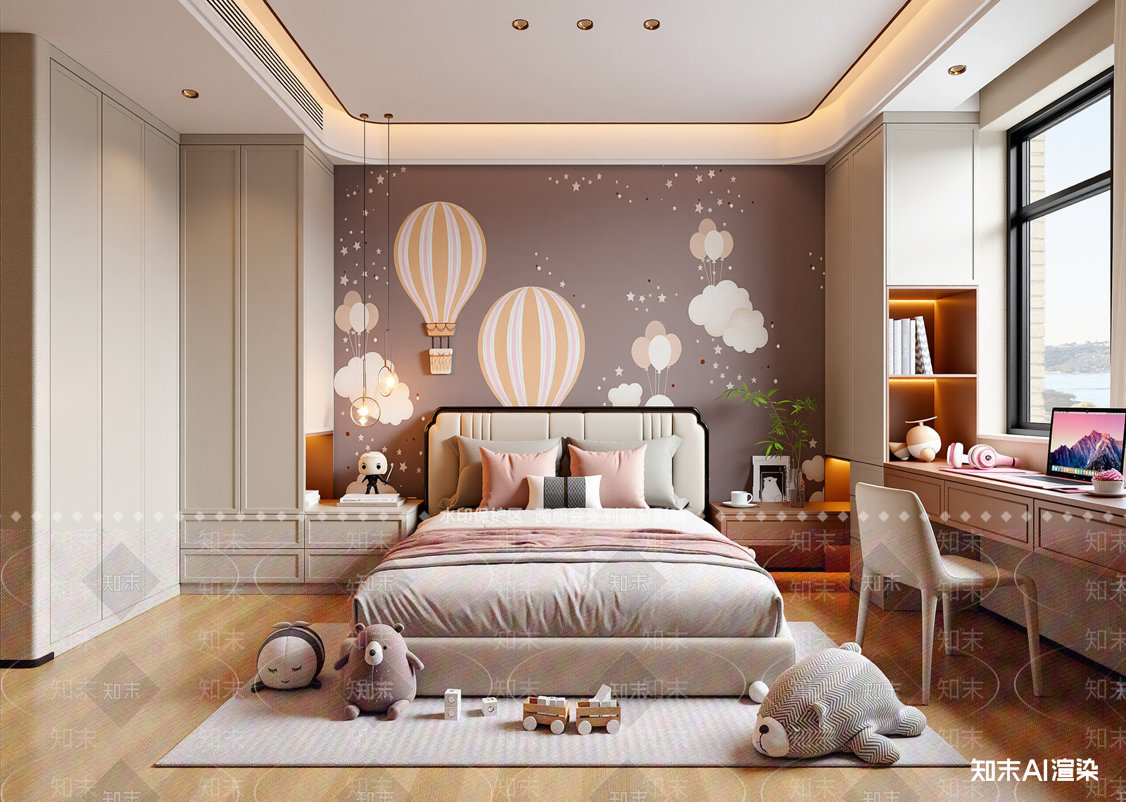 新中式通用儿童房3D模型下载【ID:1214842402】